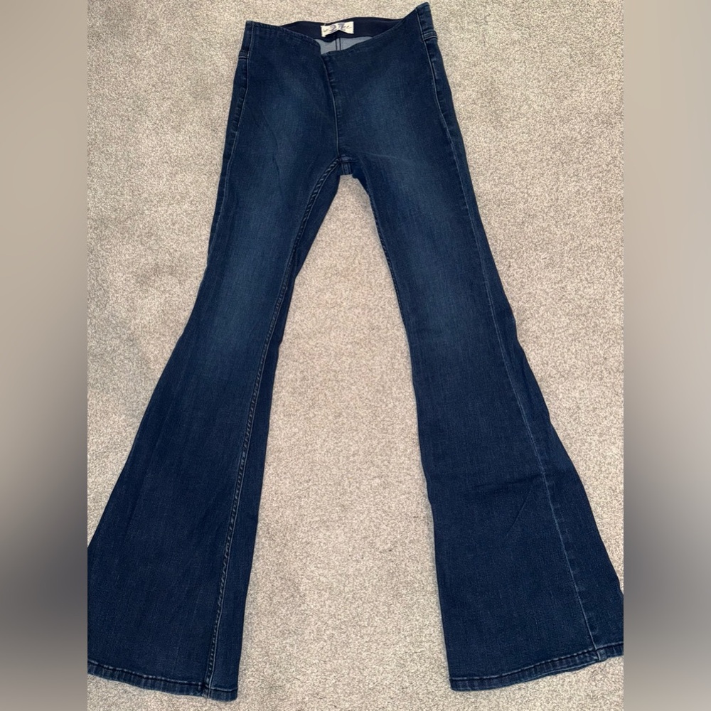 Free People Blue Flare Jeans with Wide Leg